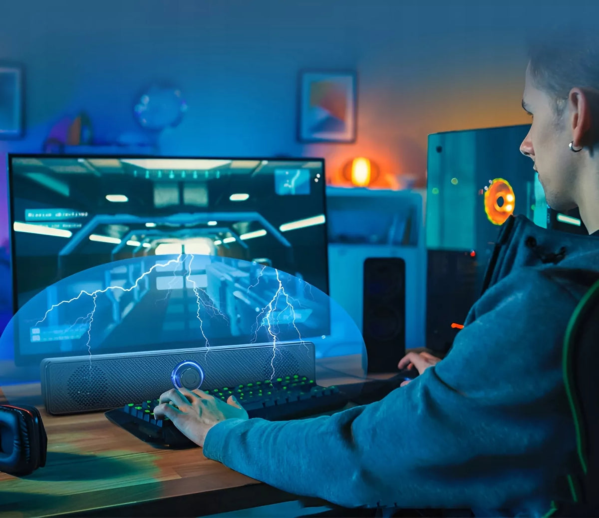 Mini garso sistema Garsiakalbiai Kompiuteriui 2.0 USB Nešiojamam kompiuteriui Staliniam kompiuteriui LED 18W