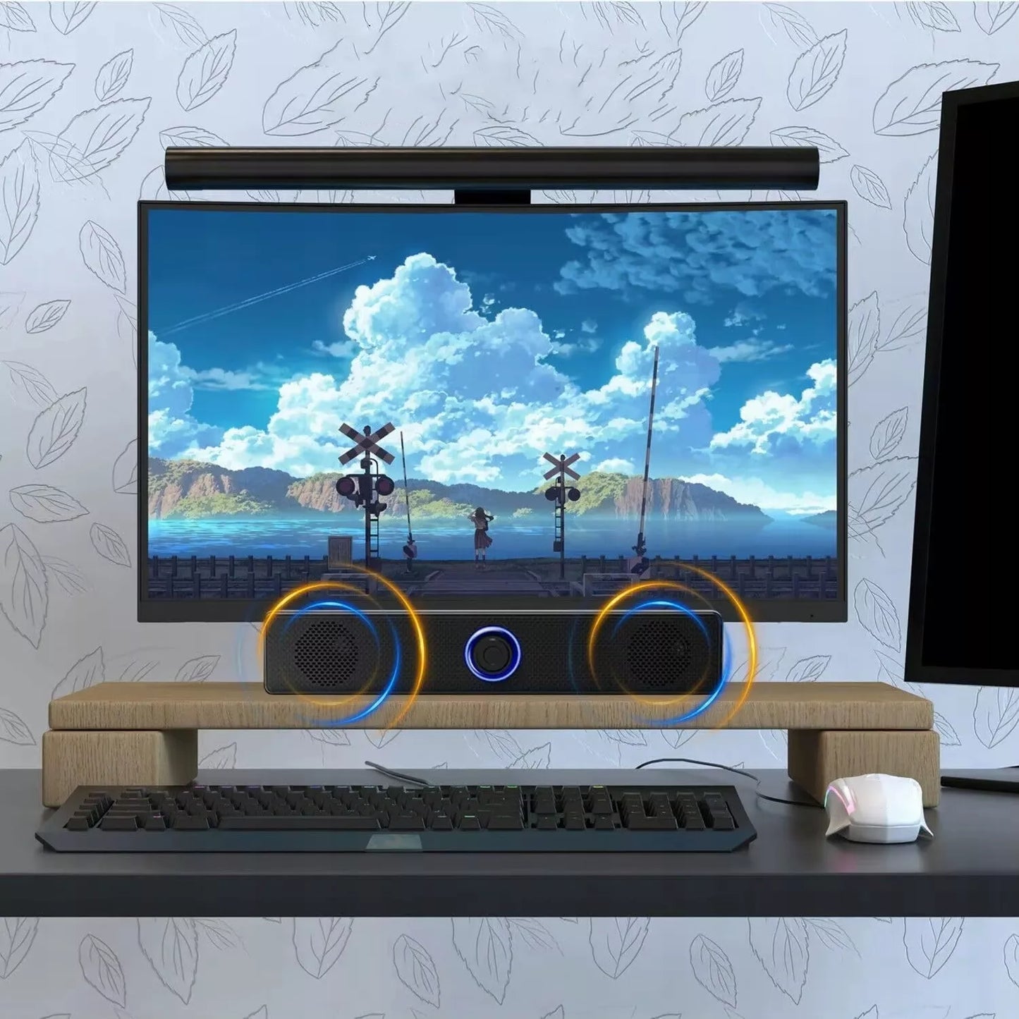 Mini garso sistema Garsiakalbiai Kompiuteriui 2.0 USB Nešiojamam kompiuteriui Staliniam kompiuteriui LED 18W