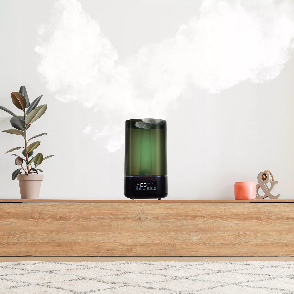 AUTOMATINIS ORO DRĖKINTUVAS SU JONIZAVIMU IR AROMATERAPIJA, DRĖGMĖS MATUOKLIS 3IN1 | 4,5L | LED | PILOTAS