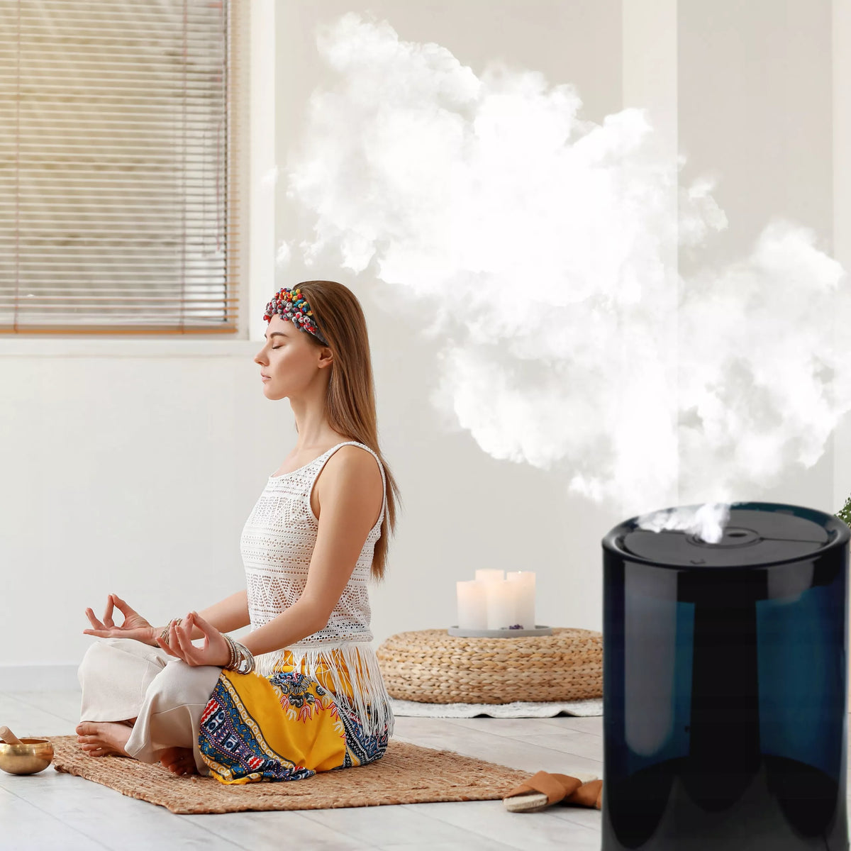 AUTOMATINIS ORO DRĖKINTUVAS SU JONIZAVIMU IR AROMATERAPIJA, DRĖGMĖS MATUOKLIS 3IN1 | 4,5L | LED | PILOTAS