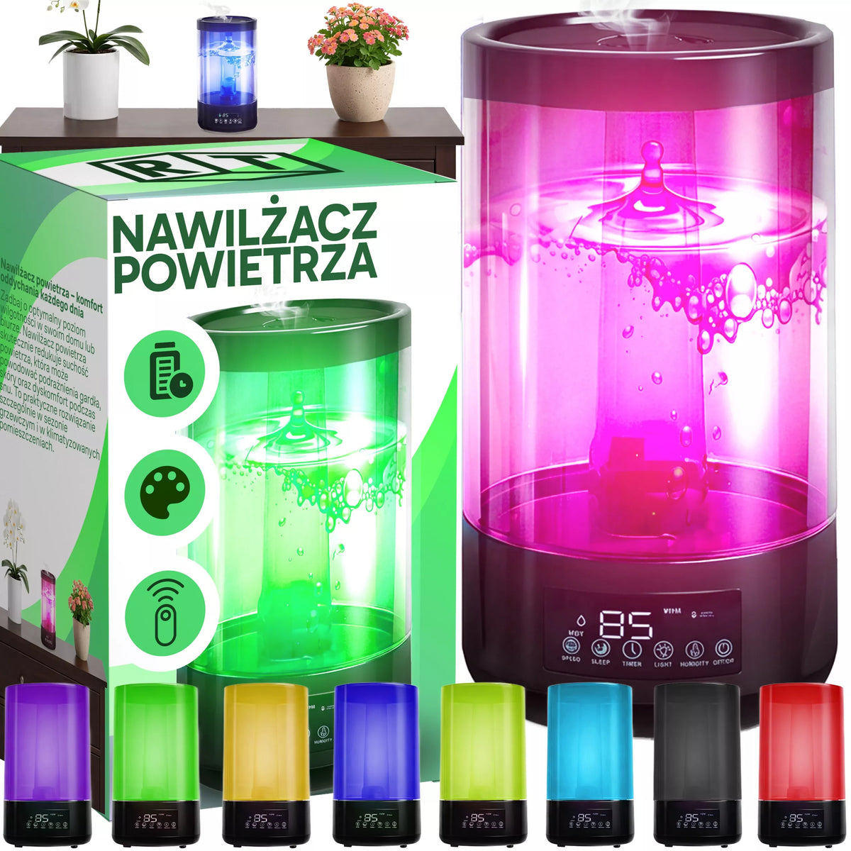 AUTOMATINIS ORO DRĖKINTUVAS SU JONIZAVIMU IR AROMATERAPIJA, DRĖGMĖS MATUOKLIS 3IN1 | 4,5L | LED | PILOTAS