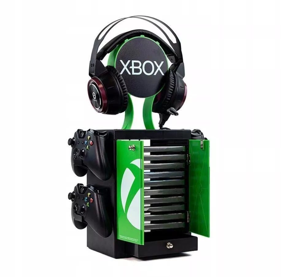 NUMSKULL XBOX LOGO Stovas 4 valdikliams, 10 žaidimų, 1 ausinės Gaming Locker