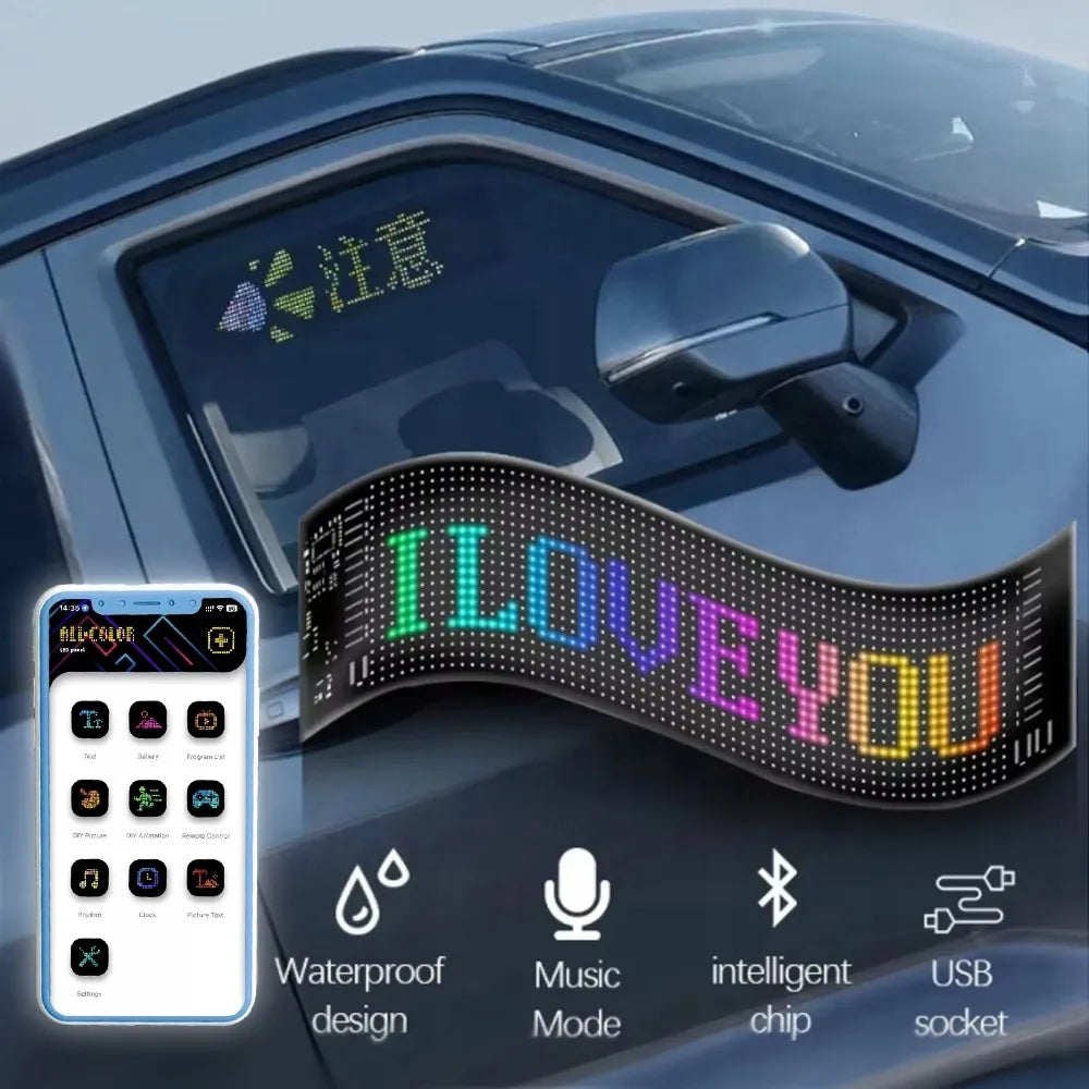 LED užrašas sunkvežimiui TIR lentelė vardas skydelis stiklui Bluetooth 38x10