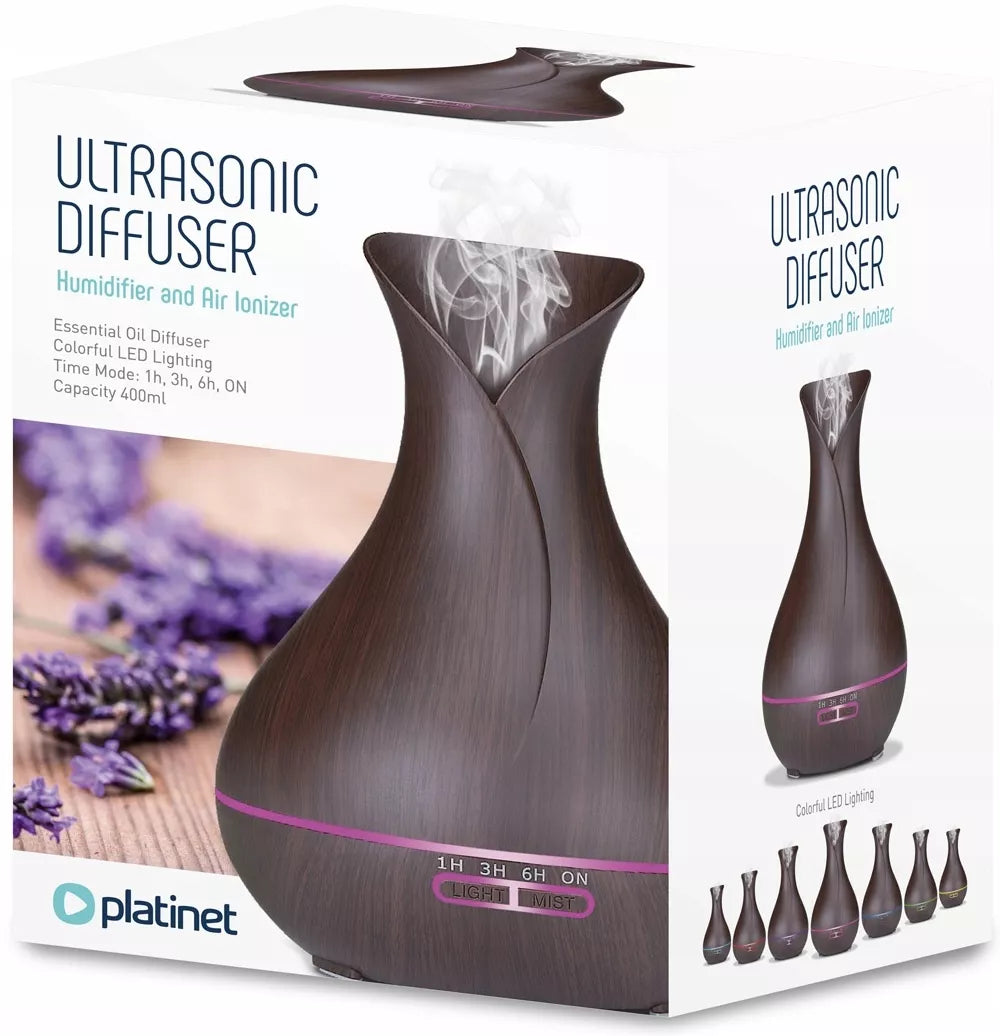 Oro drėkintuvas su difuzoriumi Platinet LED 7 spalvų 400ml + Aliejus