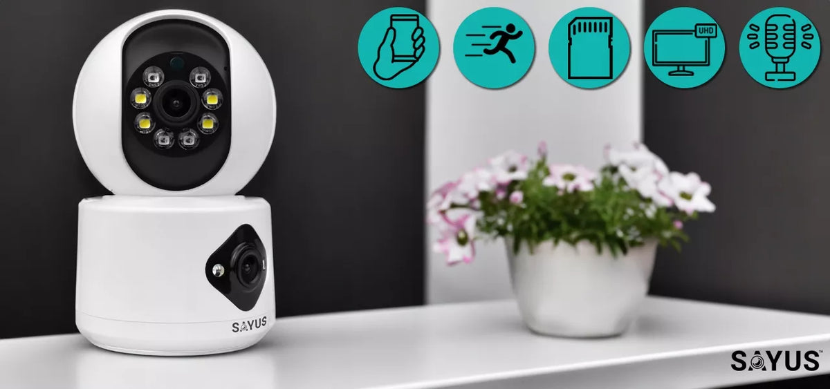 WiFi vidinė kamera sukama, dvigubas objektyvas – kūdikio stebėjimas