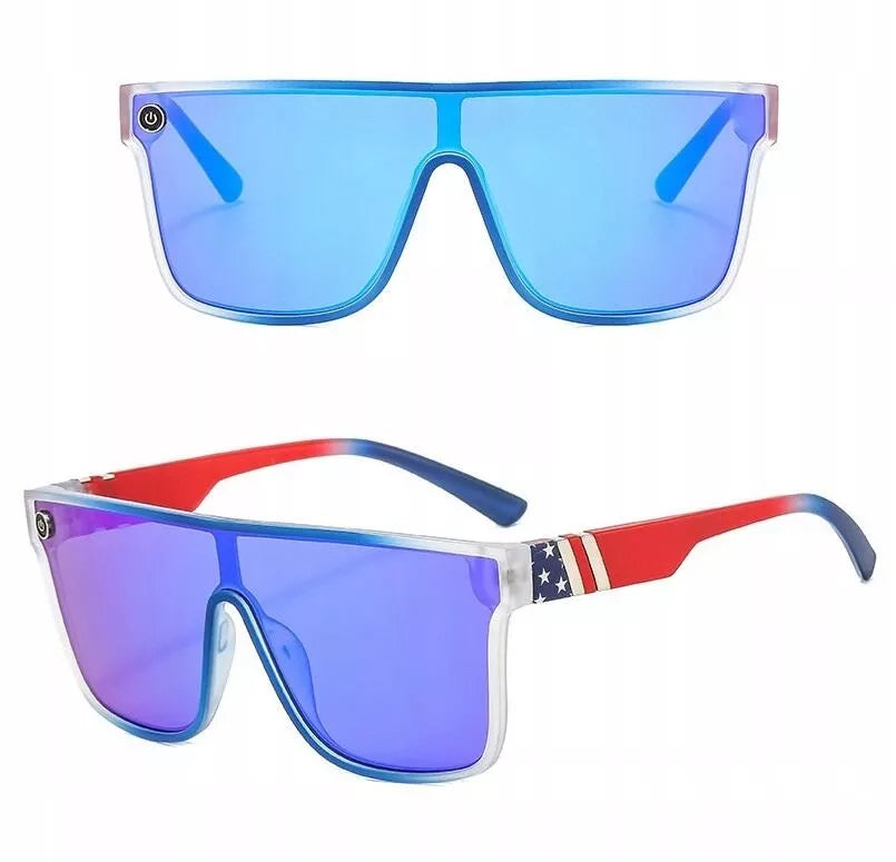 MAXAIR mėlyni vyriški saulės akiniai, UV400, veidrodinis paviršius + dėklas