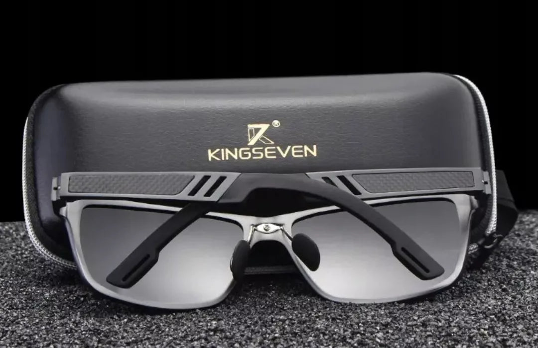 Vyriški saulės akiniai KINGSEVEN – poliarizuoti UV400, rinkinys su dėklu