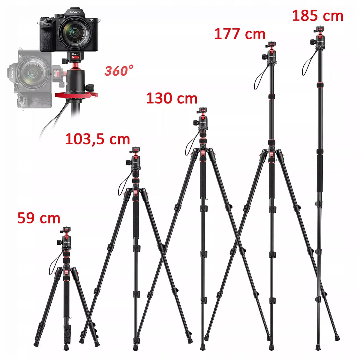 Atverčiamas trikojis ULANZI TT31 su tvirta panoramine galvute, 4 kg keliamoji galia