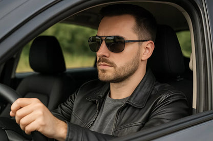 Vyriški saulės akiniai „Aviator Pilot“ – poliarizuoti, UV400, su dėklu