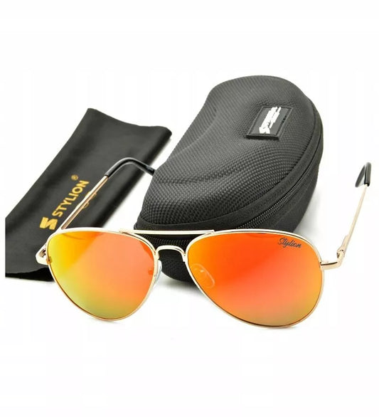 Vyriški poliarizuoti „Aviator“ saulės akiniai, oranžiniai, UV400, dydis M