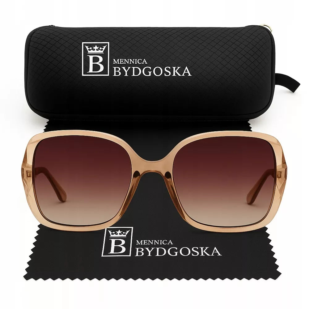 Saulės akiniai moterims poliarizuoti krištolai UV400 filtras dėklas