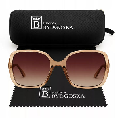 Saulės akiniai moterims poliarizuoti krištolai UV400 filtras dėklas