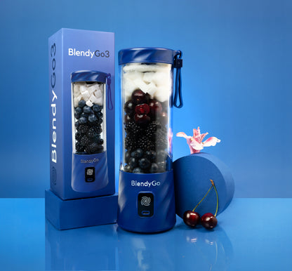 Oriģinālais BlendyGO 3 Pārnēsājamais Bezvadu USB Blenderis, 550 ml, Tumši Zils
