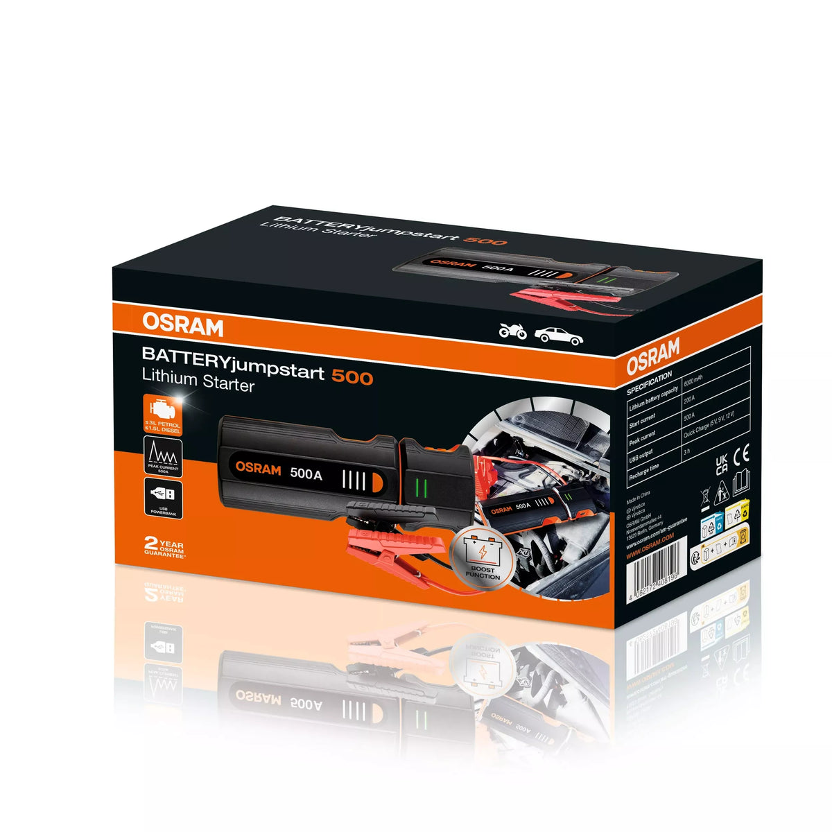 Automobilio paleidimo įrenginys Booster Jump Starter 500 12V
