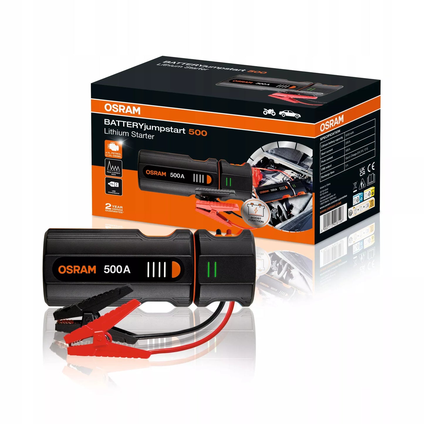 Automobilio paleidimo įrenginys Booster Jump Starter 500 12V