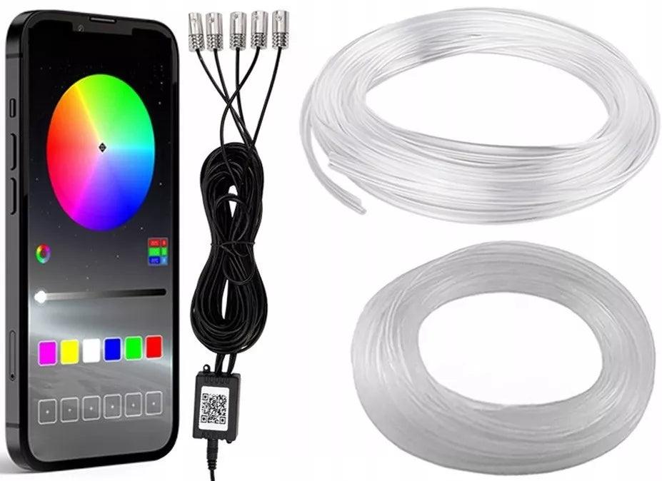Automobilio Salono LED RGB 7 m RGB Apšvietimas Valdomas Programėle / Nuotolinio Valdymo Pulteliu