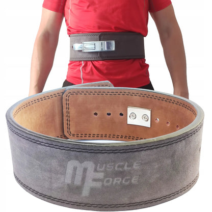 Odinės jėgos trikovės diržas su sagtimi MuscleForge KF-150, dydis L, kultūrizmo diržas