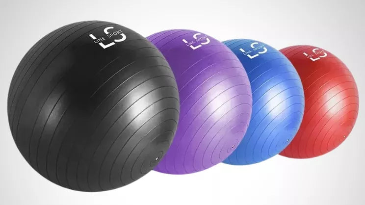 Gimnastikos kamuolys 85 cm – sėdėjimui, su pompa, Line Sport komplektas