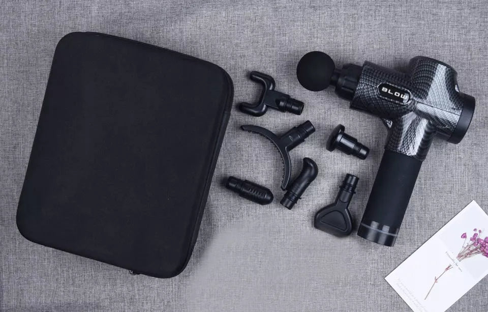 Massage Gun Pro – masažinis pistoletas kūnui, nugarai ir pėdoms, 10 antgalių
