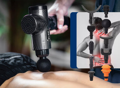 Massage Gun Pro – masažinis pistoletas kūnui, nugarai ir pėdoms, 10 antgalių