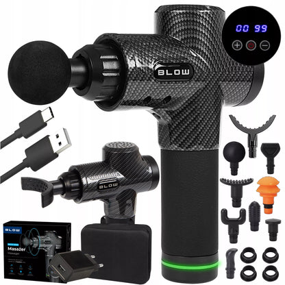 Massage Gun Pro – masažinis pistoletas kūnui, nugarai ir pėdoms, 10 antgalių
