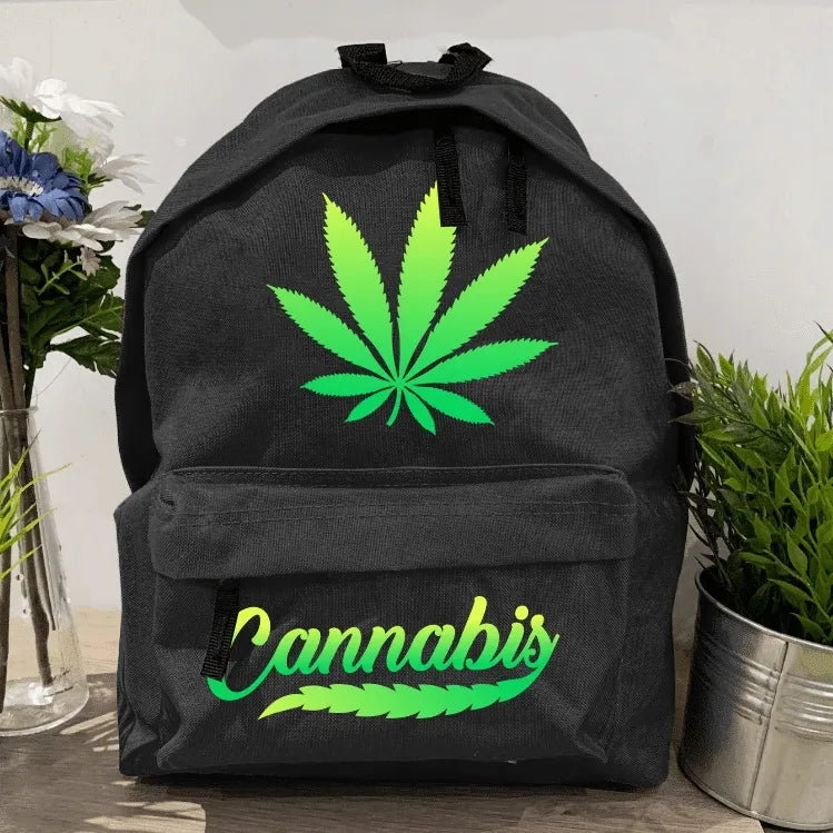 Juoda mokyklinė kuprinė jaunimui CANNABIS
