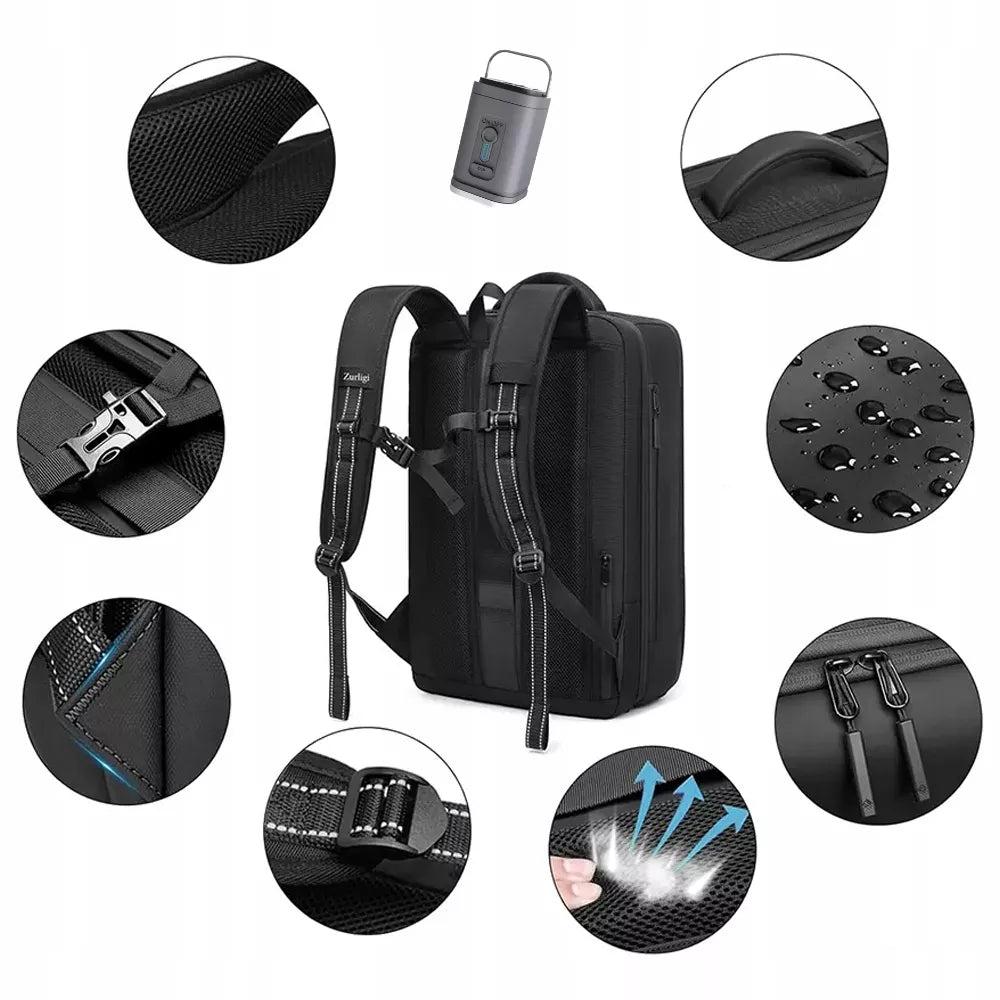 RANKINIS LĖKTuvo BAGAŽAS 70L KELIONINIS RANKINIS KOMPIUTERIUI 19" USB-C VAKUUMINIS