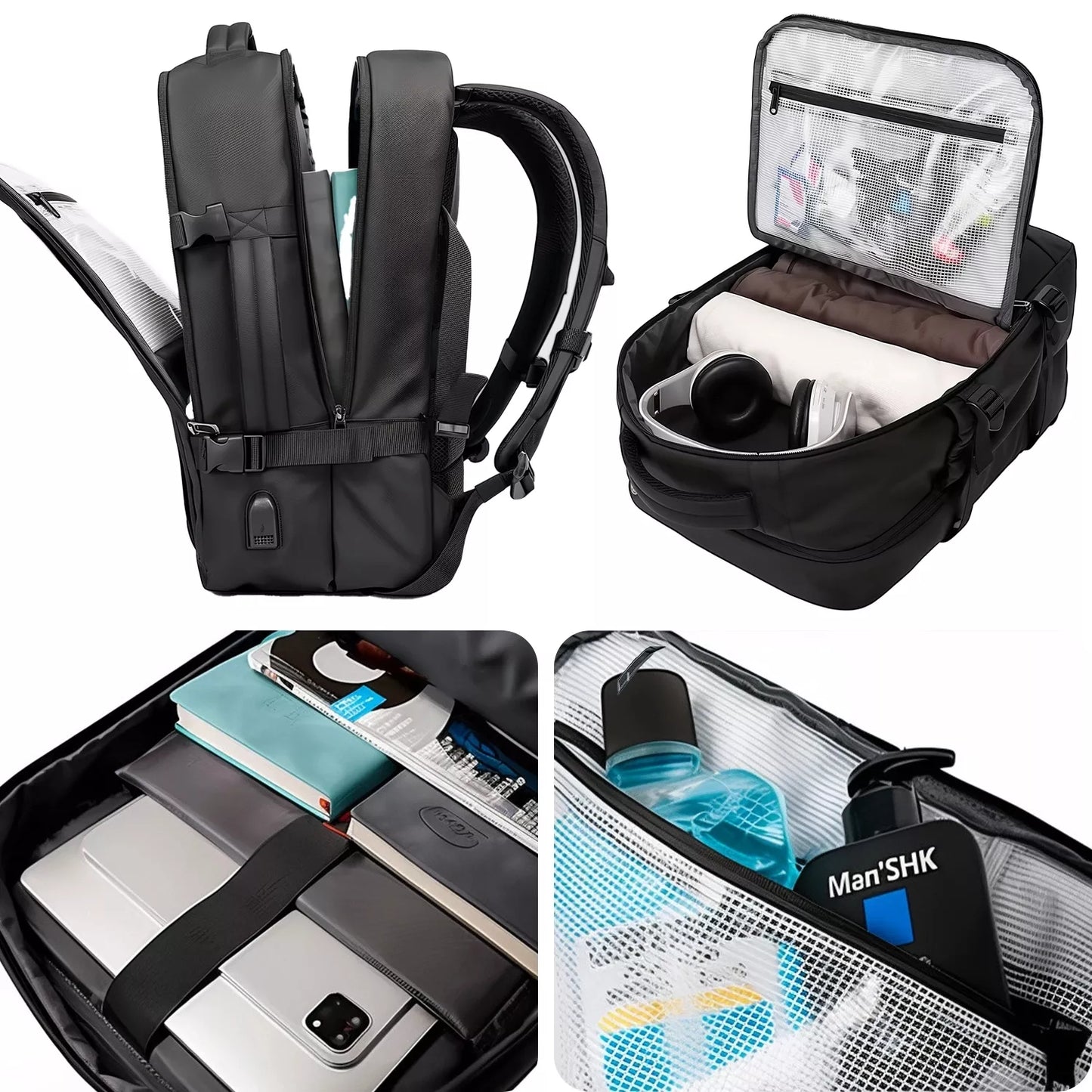 Verslo kelioninė kuprinė 15,6″ – neperšlampama, talpi, su USB