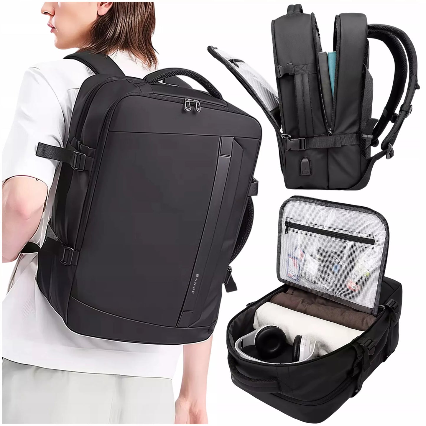 Verslo kelioninė kuprinė 15,6″ – neperšlampama, talpi, su USB