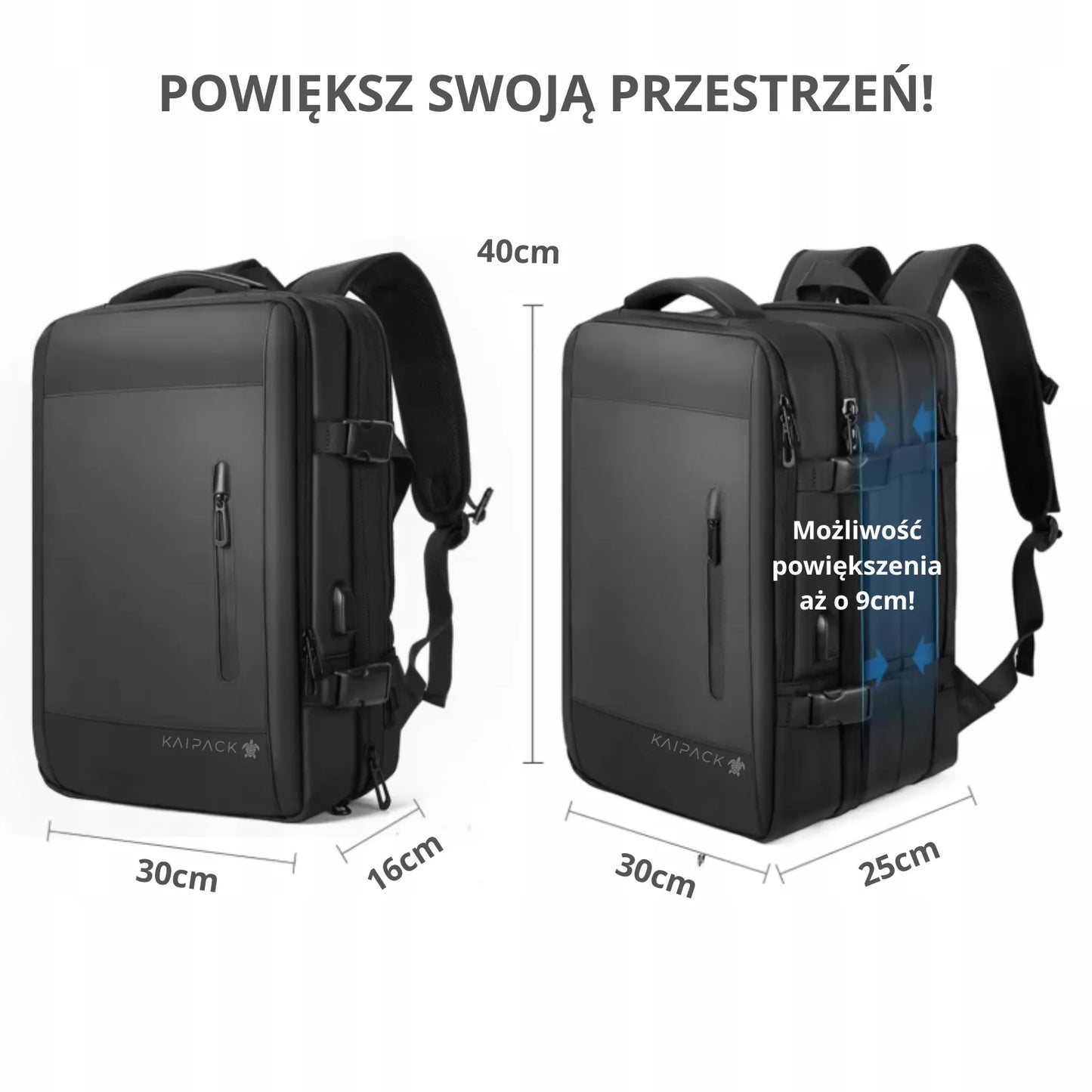 Kabininė kelioninė kuprinė 40×30×20 cm – USB-C, Ryanair