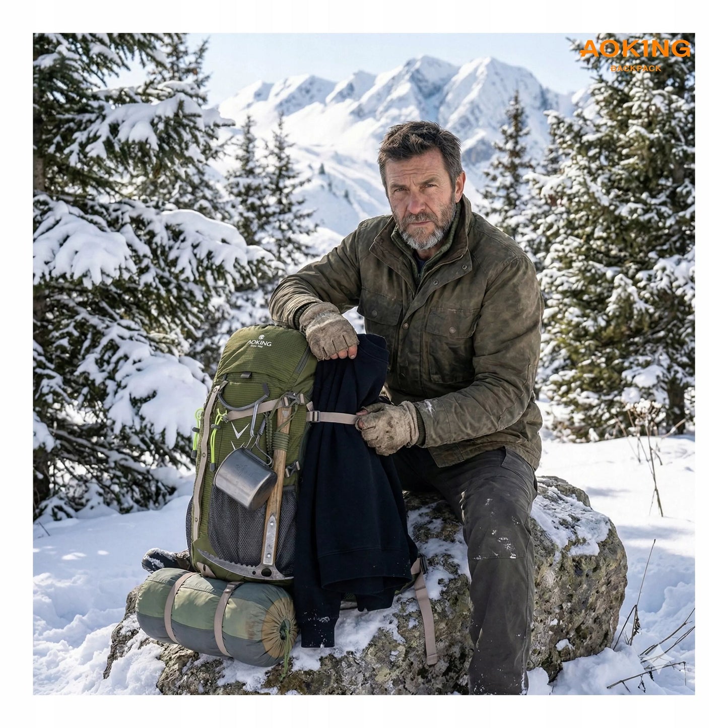 TREKKING kuprinė 35L Stovas 9 kišenės ŽALIAS