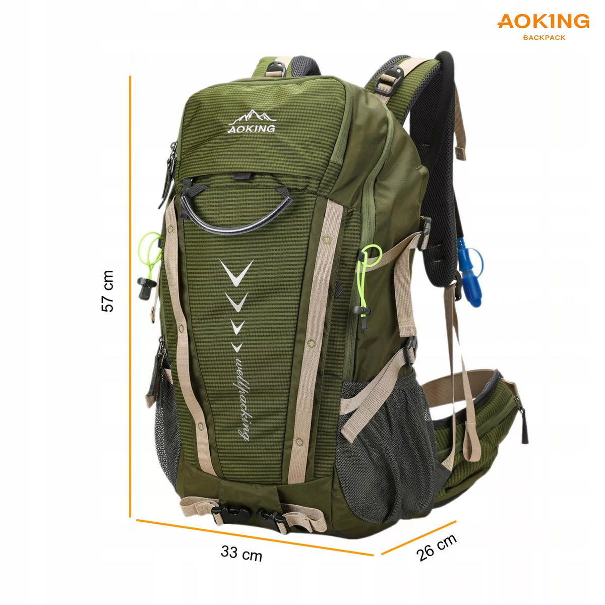 Kuprinė 35L , 9 kišenės ŽALIA