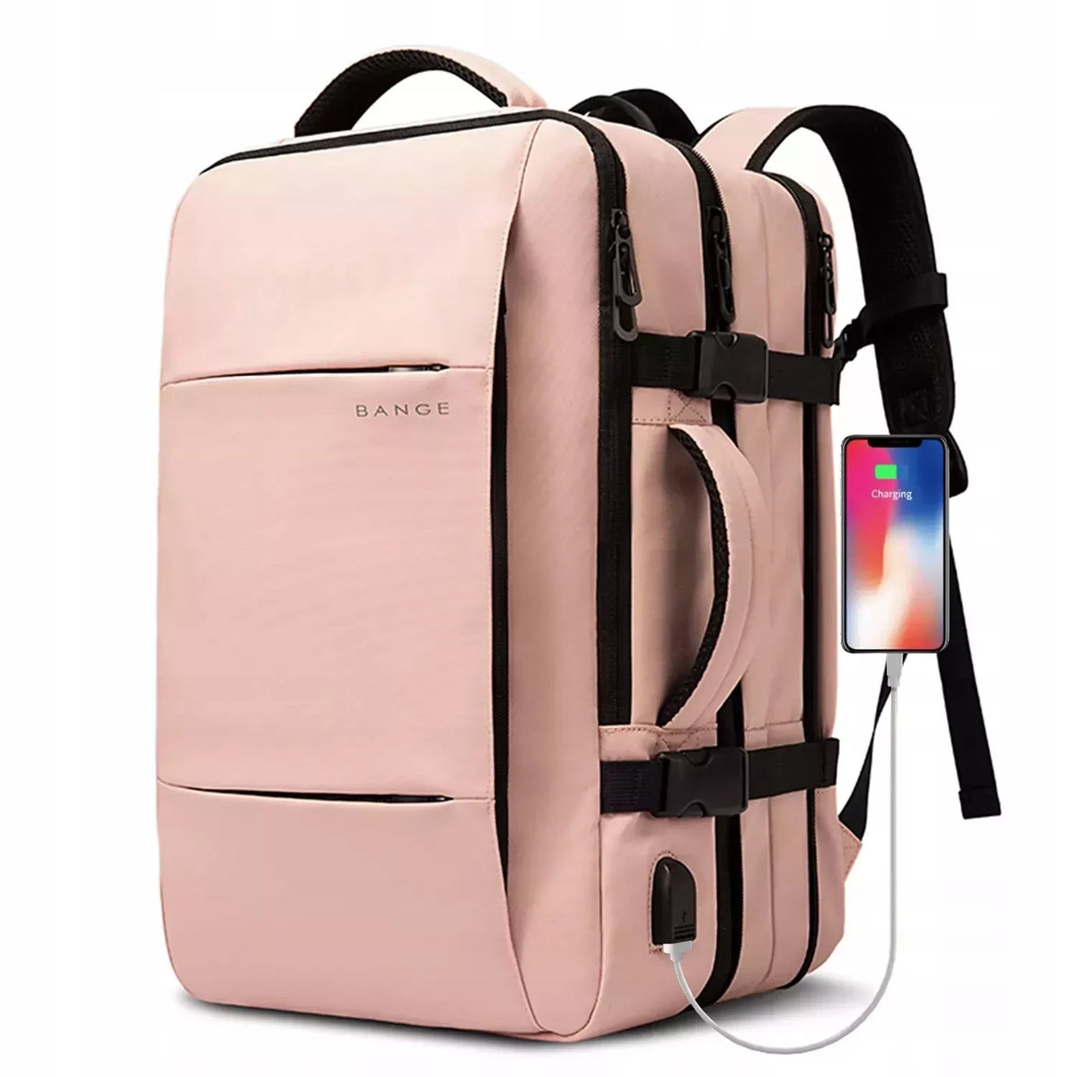 Vandeniui atspari daugiafunkcinė kuprinė 15,6″ – kelioninė, su USB