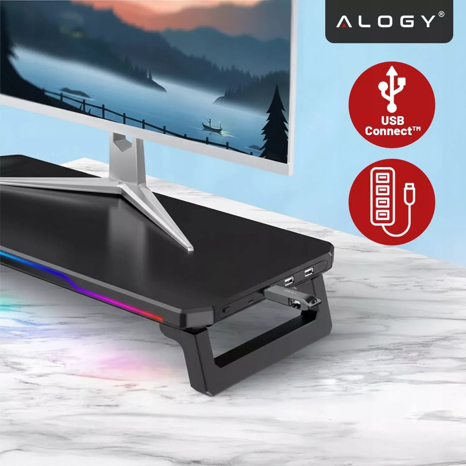 Monitoriaus stovas su USB Hub, USB-C