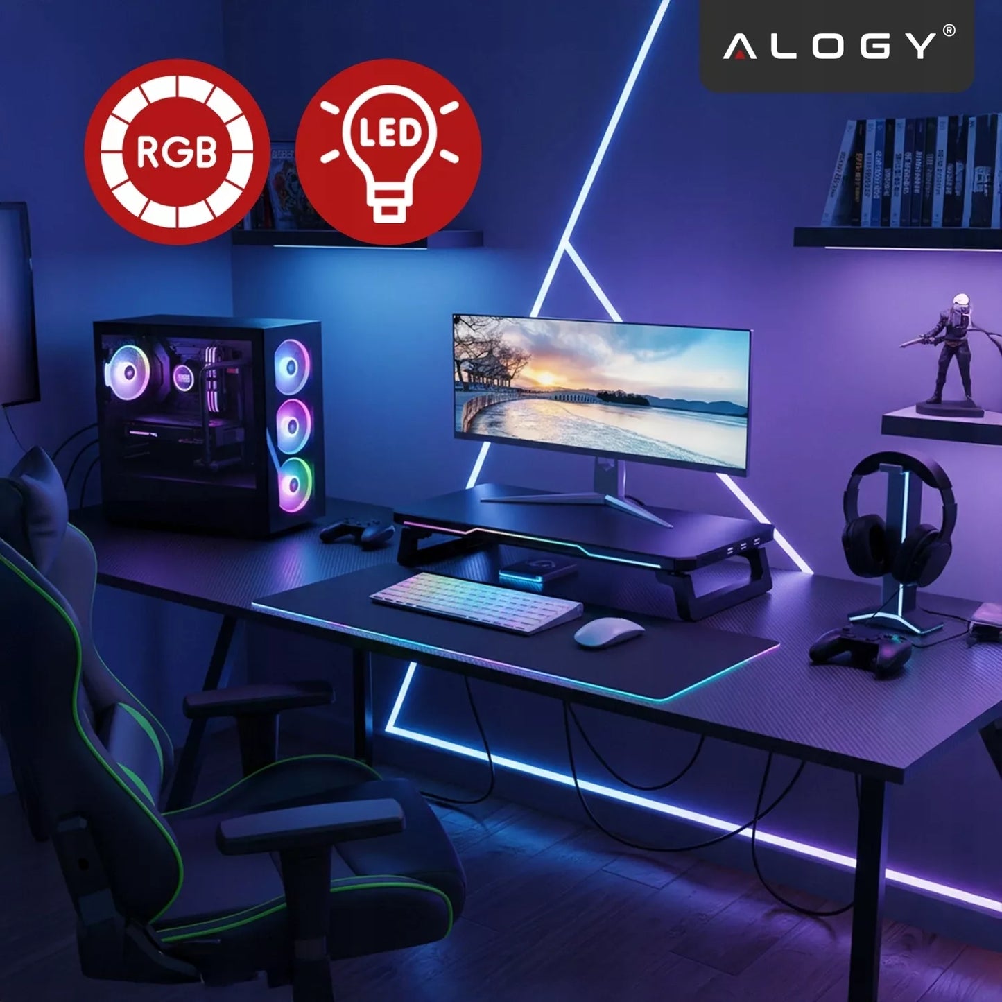 Monitoriaus stovas su USB Hub, USB-C