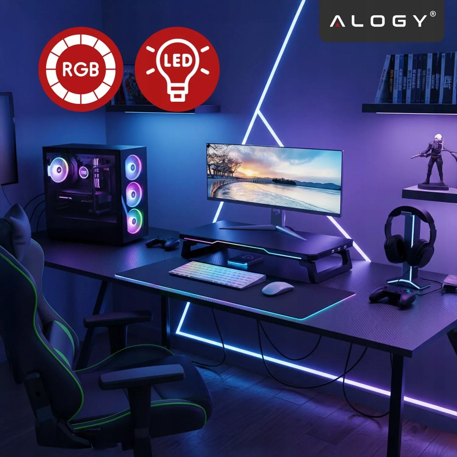 Monitoriaus stovas su USB Hub, USB-C