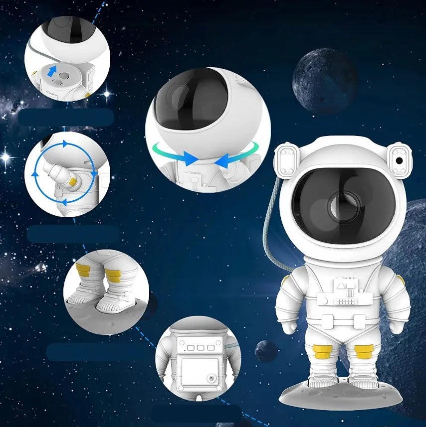 Astronautas žvaigždžių projektorius vaikams LED lazerinė naktinė lemputė