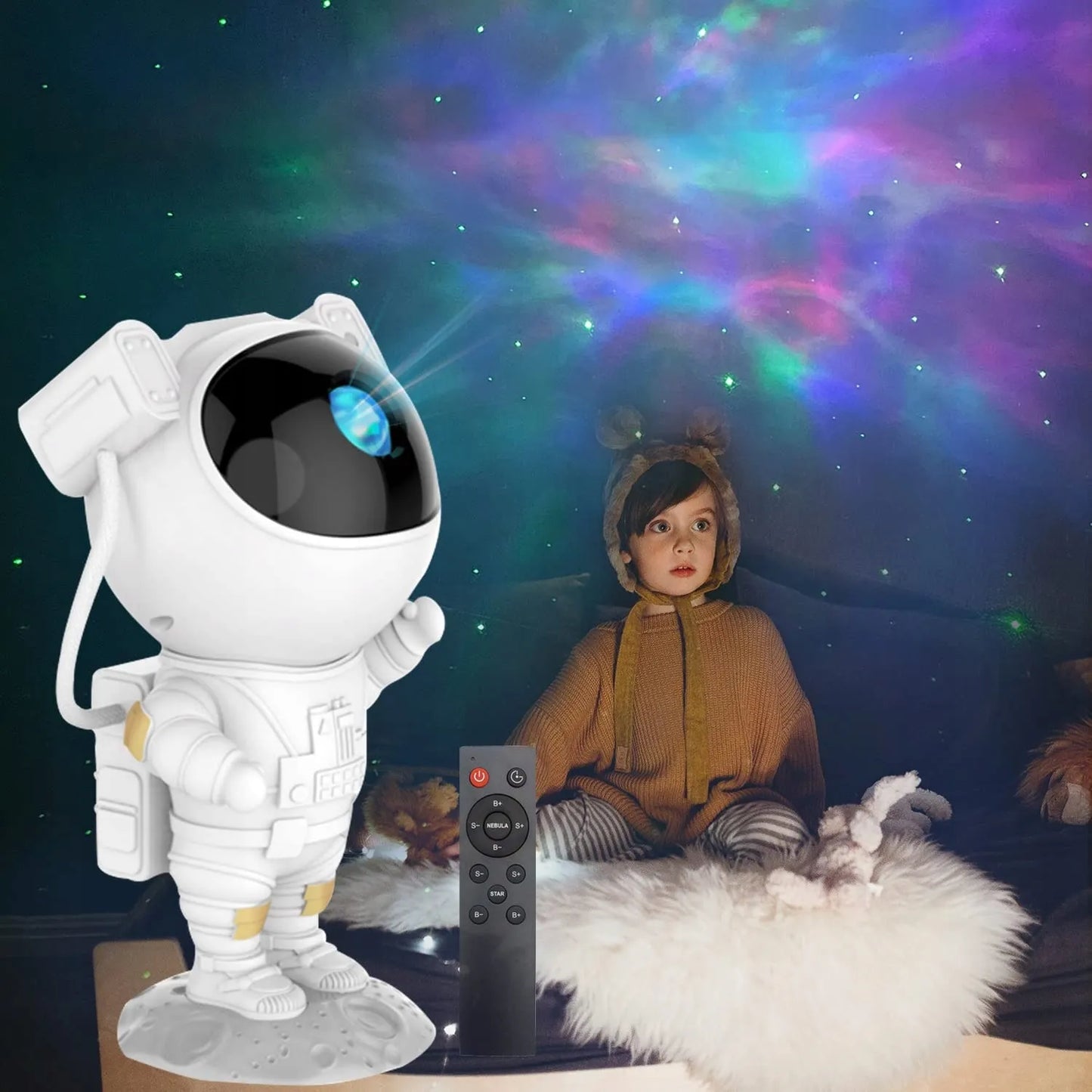 Astronautas žvaigždžių projektorius vaikams LED lazerinė naktinė lemputė