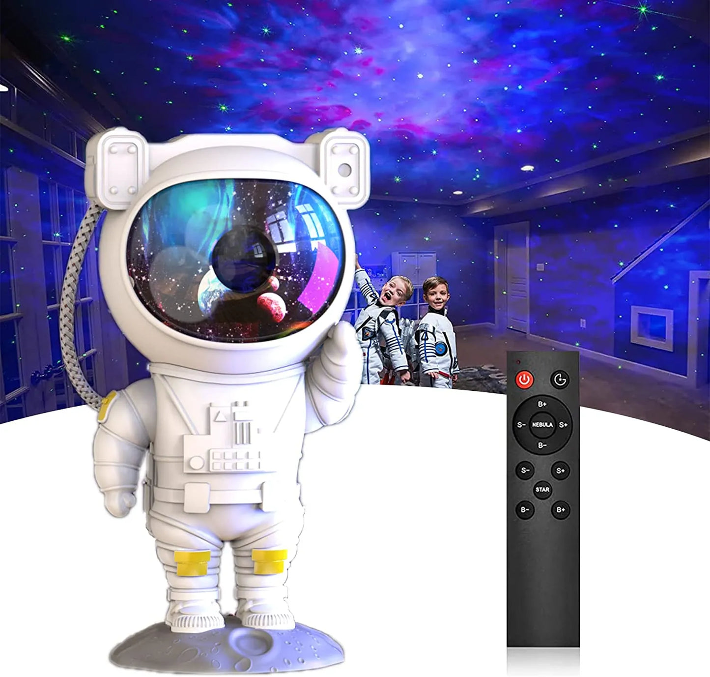 Astronautas žvaigždžių projektorius vaikams LED lazerinė naktinė lemputė