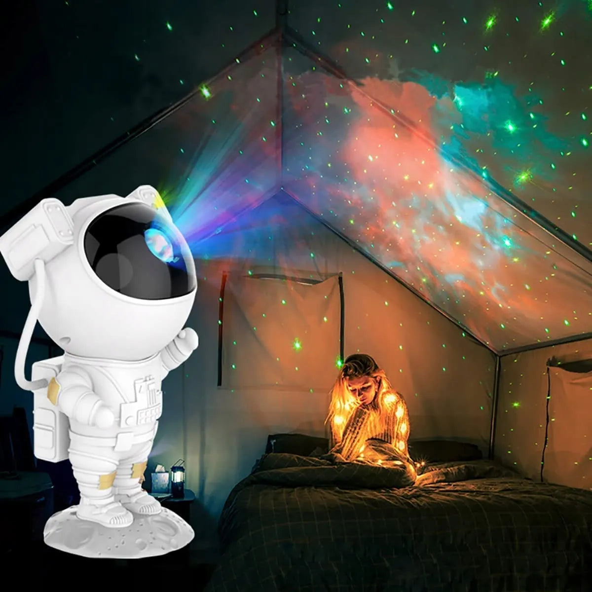 Astronautas žvaigždžių projektorius vaikams LED lazerinė naktinė lemputė