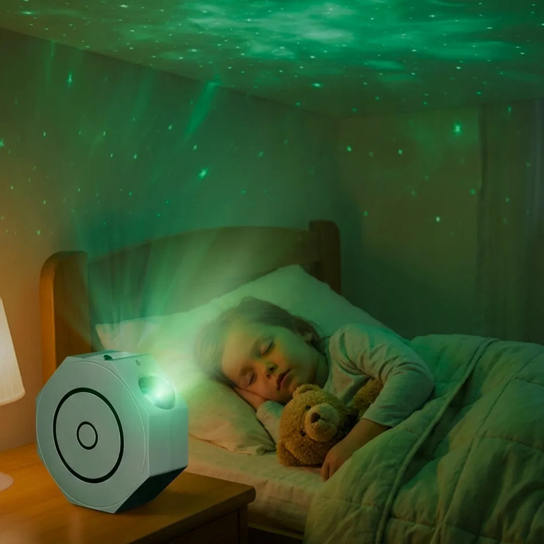 Žvaigždžių projektorius naktinė lemputė LED kosmosas Bluetooth garsiakalbis + pultelis