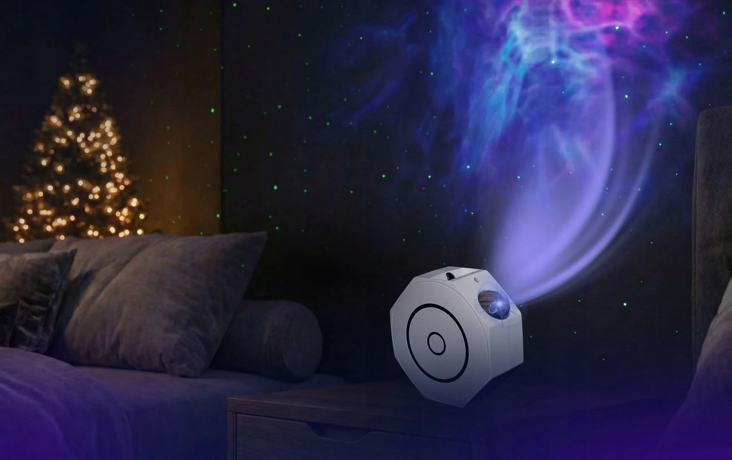 Žvaigždžių projektorius naktinė lemputė LED kosmosas Bluetooth garsiakalbis + pultelis