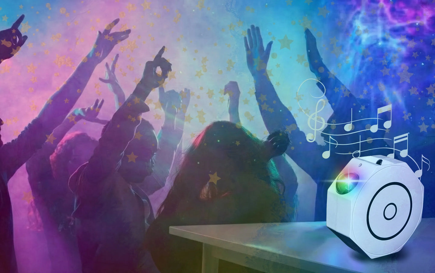 Žvaigždžių projektorius naktinė lemputė LED kosmosas Bluetooth garsiakalbis + pultelis