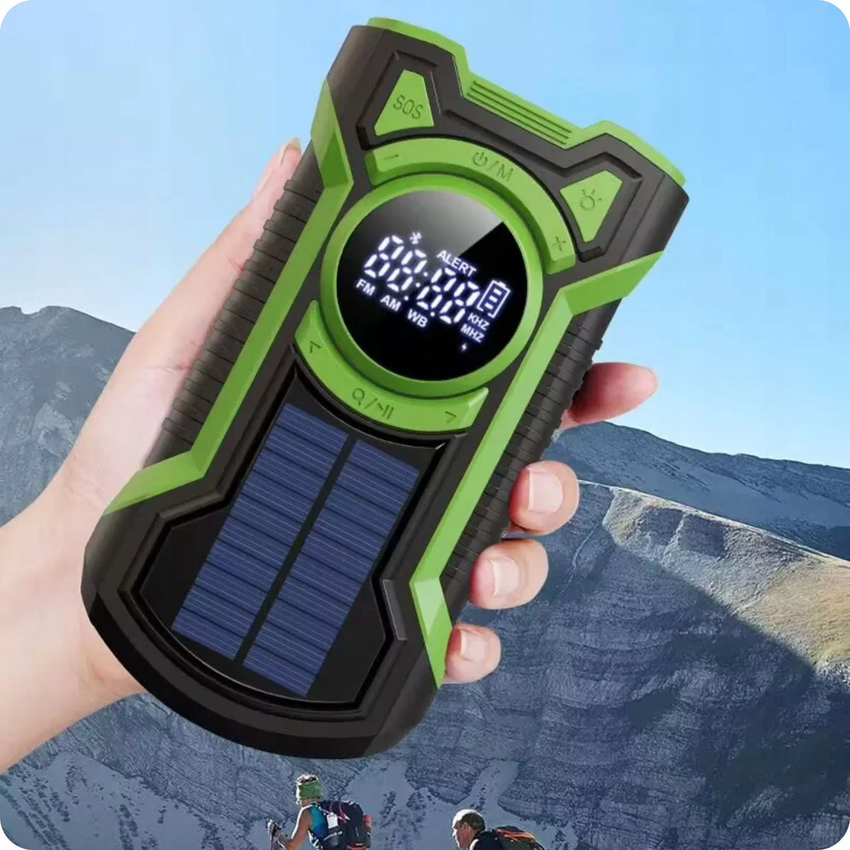 NEŠIOJAMAS SAULĖS RADijas, SKRIESTUVAS, SIGNALIZACIJA, DYNAMA, AVARINIS ŽIBINTUVĖLIS 5000mAh JB-07G