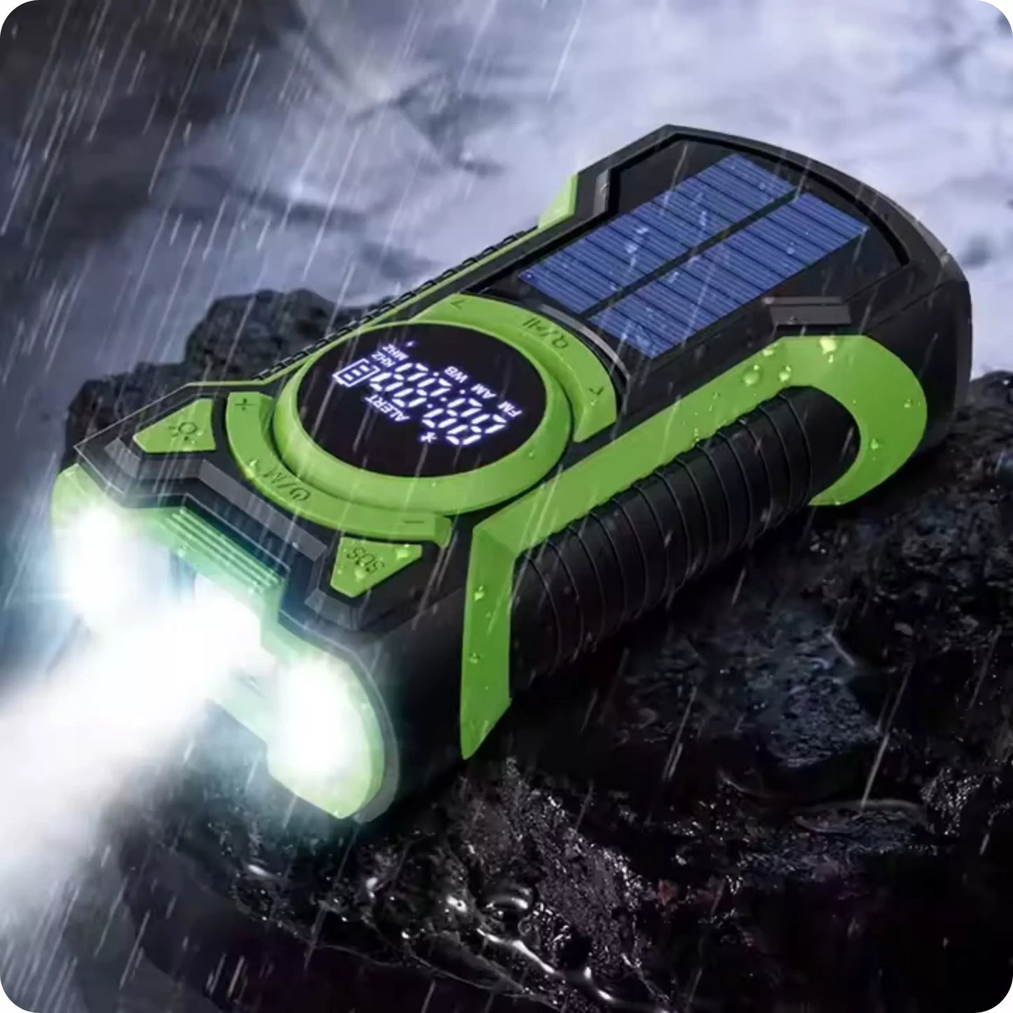 NEŠIOJAMAS SAULĖS RADijas, SKRIESTUVAS, SIGNALIZACIJA, DYNAMA, AVARINIS ŽIBINTUVĖLIS 5000mAh JB-07G