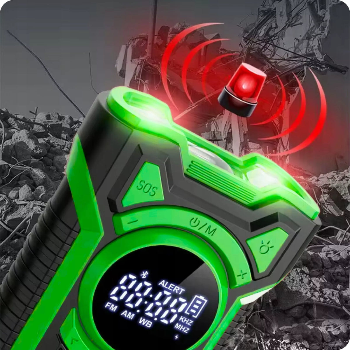 NEŠIOJAMAS SAULĖS RADijas, SKRIESTUVAS, SIGNALIZACIJA, DYNAMA, AVARINIS ŽIBINTUVĖLIS 5000mAh JB-07G