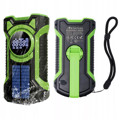 NEŠIOJAMAS SAULĖS RADijas, SKRIESTUVAS, SIGNALIZACIJA, DYNAMA, AVARINIS ŽIBINTUVĖLIS 5000mAh JB-07G
