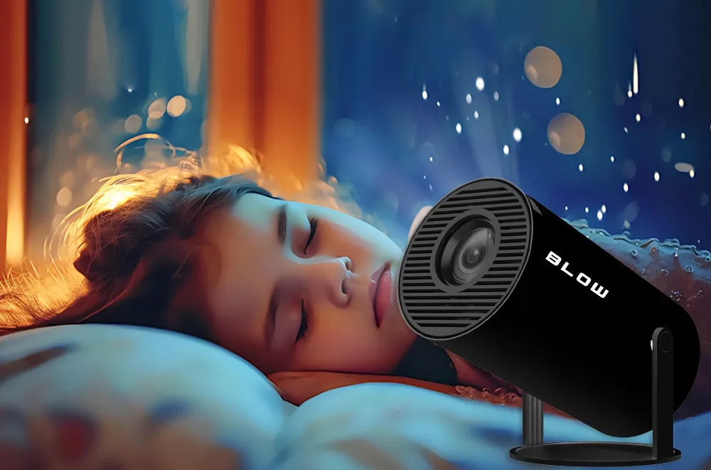 NEŠIOJAMAS ROTORINIS PROJEKTORIUS PROJEKTORIUS GARSIAKALBIS ANDROID SMART TV WIFI FULL HD