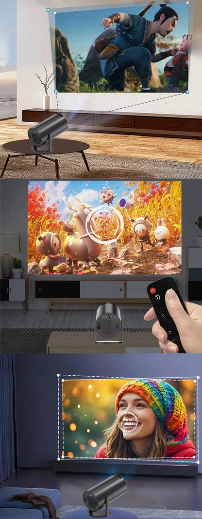 NEŠIOJAMAS ROTORINIS PROJEKTORIUS PROJEKTORIUS GARSIAKALBIS ANDROID SMART TV WIFI FULL HD