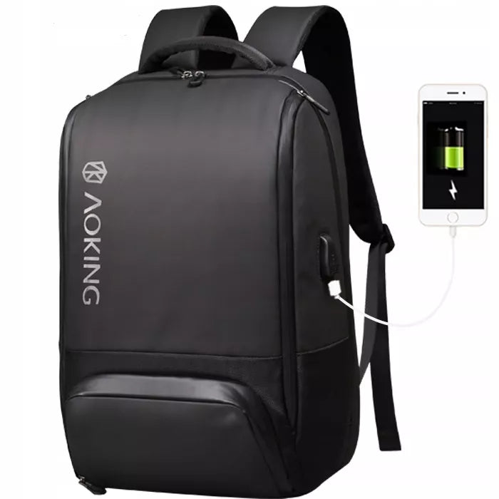 AOKING kuprinė nešiojamajam kompiuteriui 15'6 su USB prievadu, atspari vandeniui, juoda